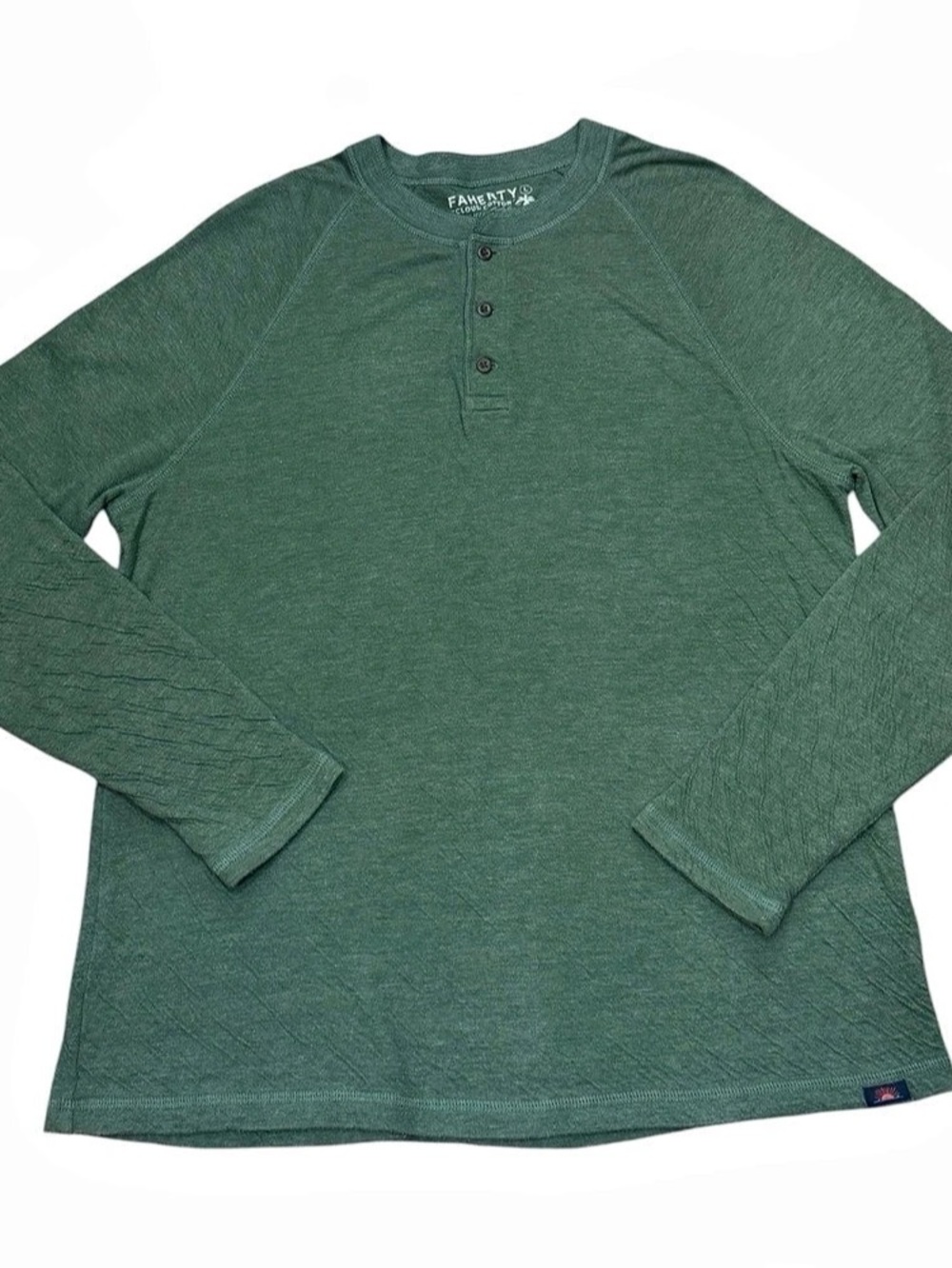 Faherty Cloud Cotton Henley Long Sleeve Green size large